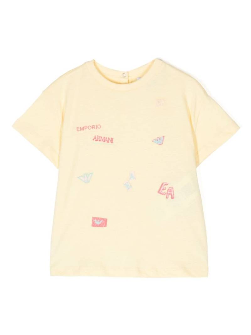 Emporio Armani Kids logo-embroidered cotton T-shirt - Yellow von Emporio Armani Kids