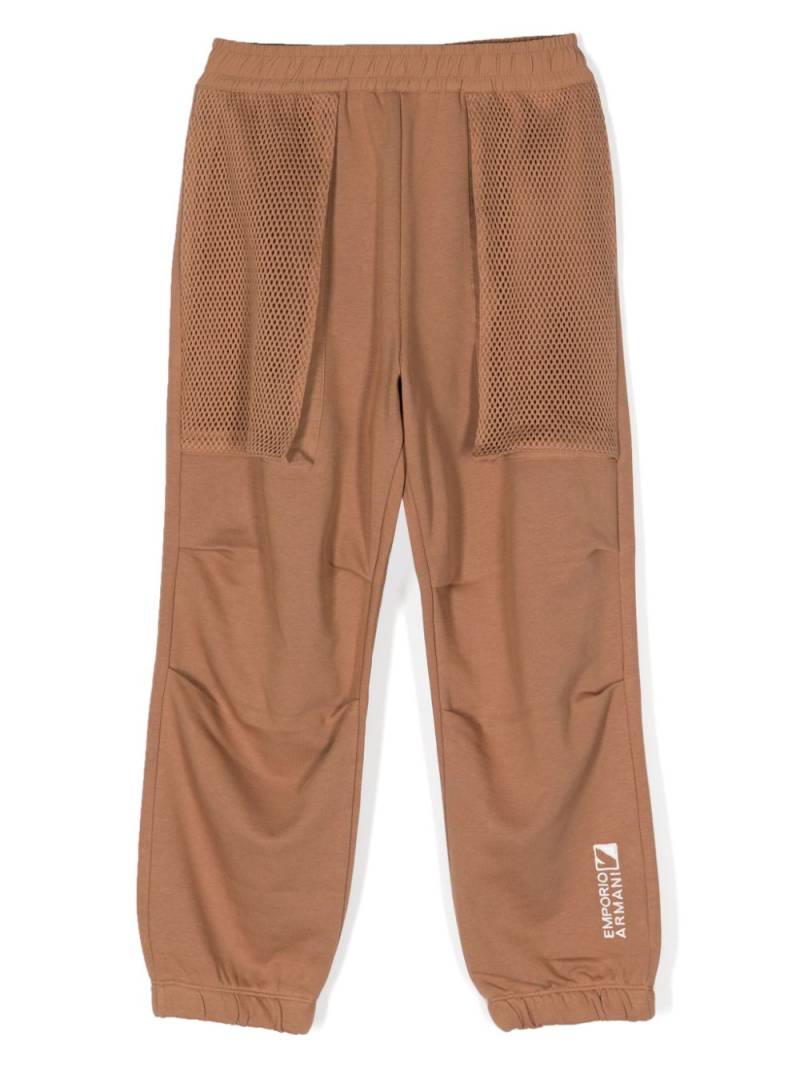 Emporio Armani Kids logo-embroidered cotton-blend track pants - Brown von Emporio Armani Kids