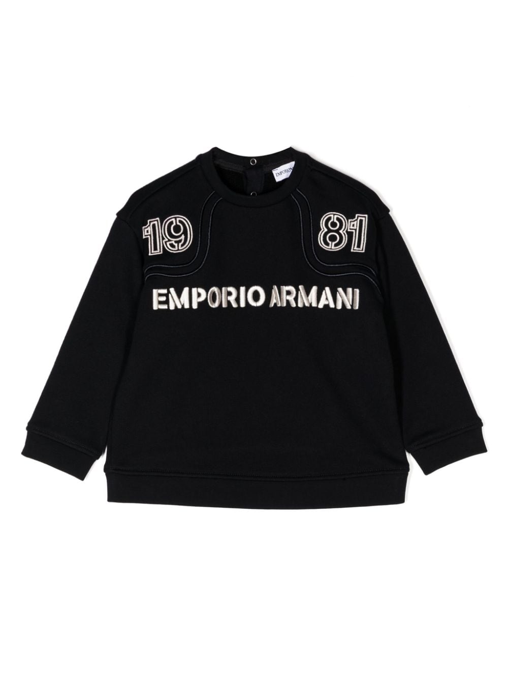 Emporio Armani Kids logo-embroidered cotton jumper - Blue von Emporio Armani Kids