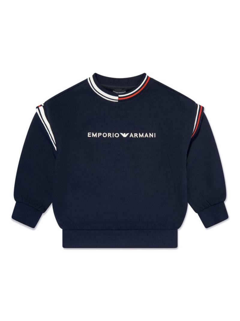 Emporio Armani Kids logo-embroidered cotton jumper - Blue von Emporio Armani Kids