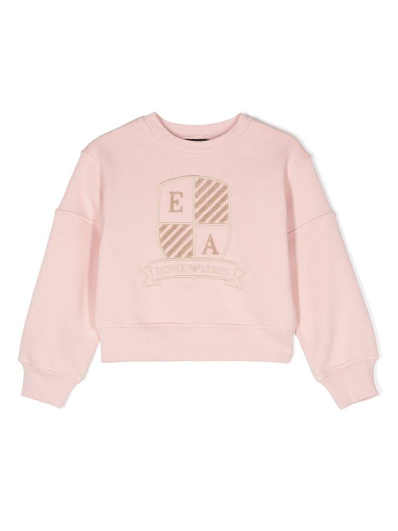 Emporio Armani Kids logo-embroidered jersey sweatshirt - Pink von Emporio Armani Kids