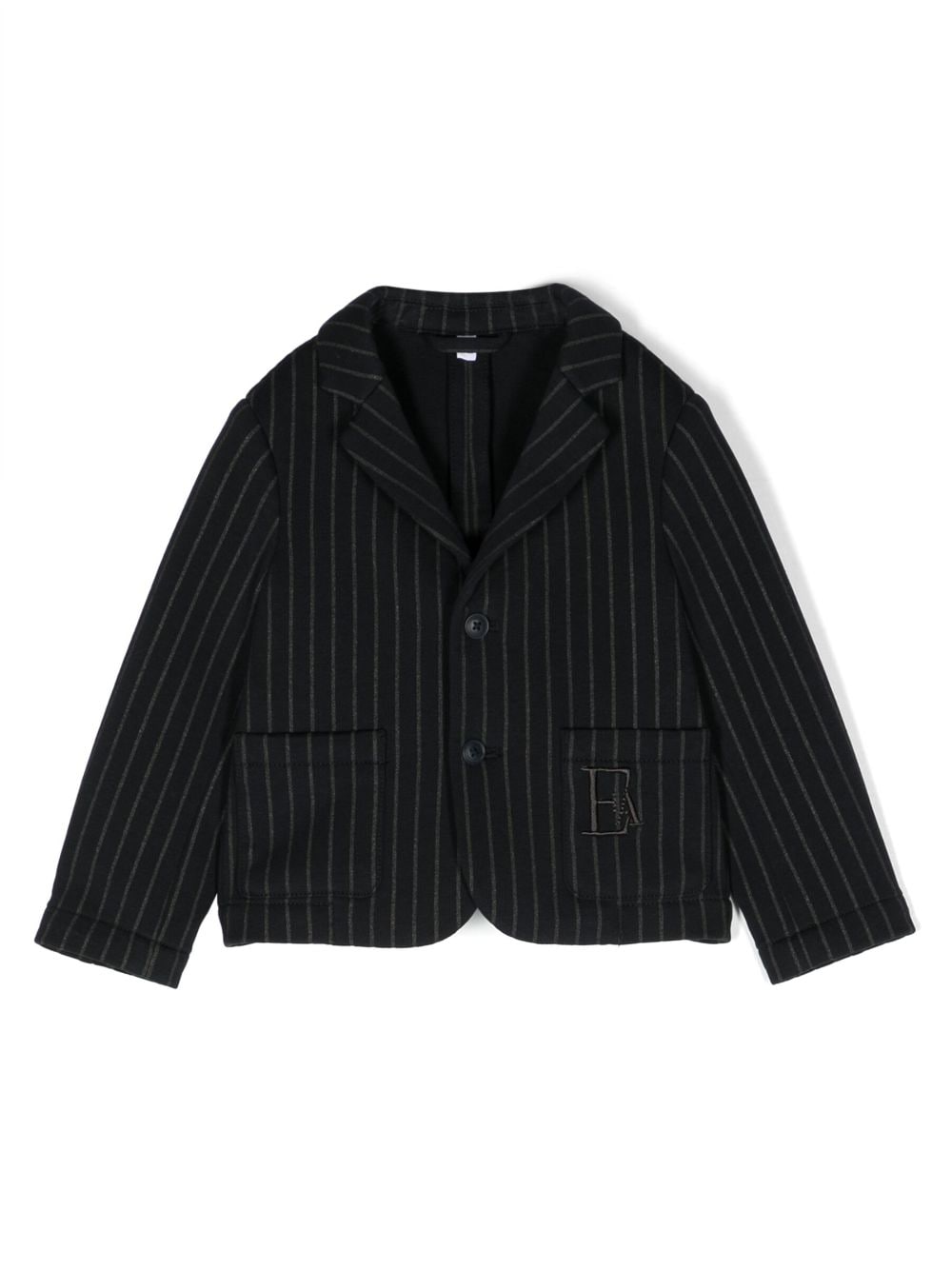 Emporio Armani Kids logo-embroidered pinstripe-pattern jacket - Blue von Emporio Armani Kids