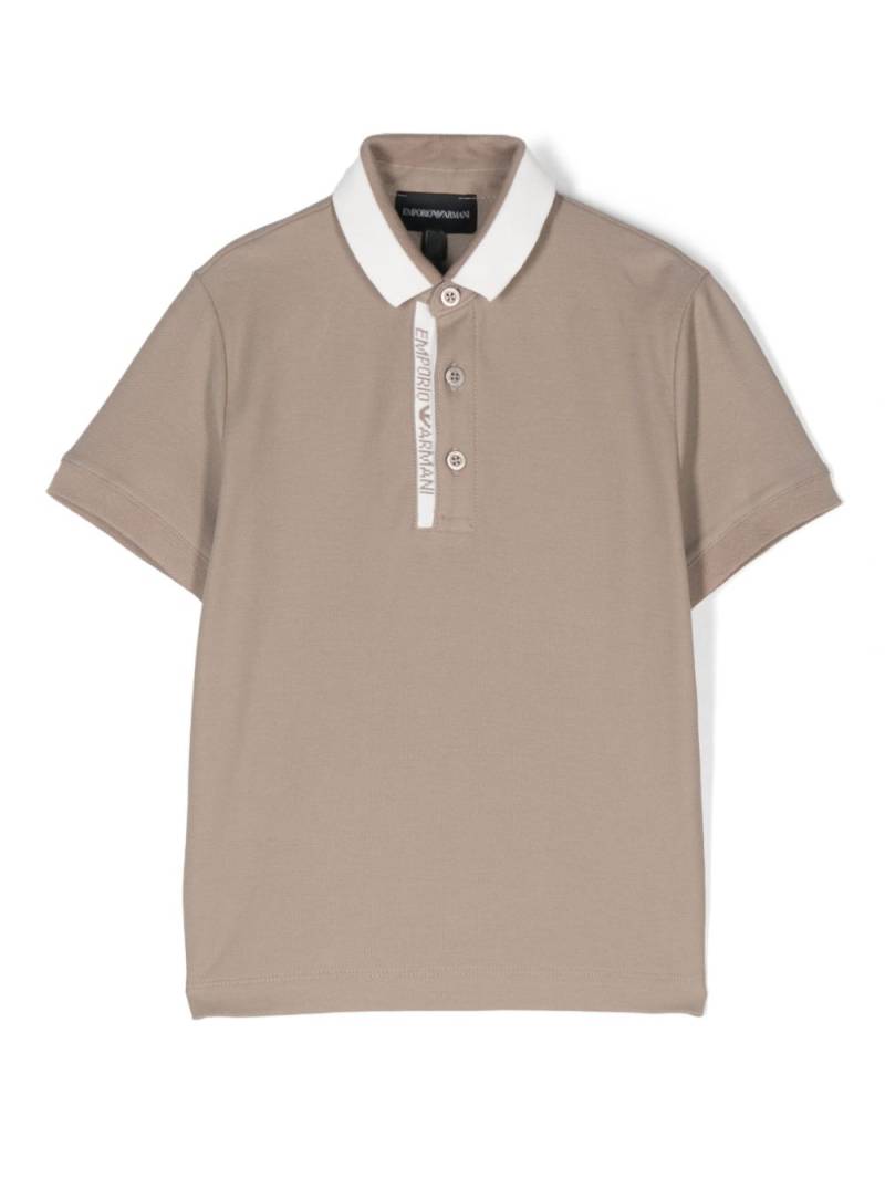 Emporio Armani Kids logo-embroidered polo shirt - Neutrals von Emporio Armani Kids