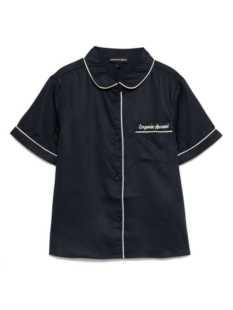 Emporio Armani Kids logo-embroidered shirt - Blue von Emporio Armani Kids