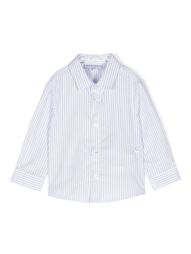 Emporio Armani Kids logo-embroidered striped shirt - White von Emporio Armani Kids