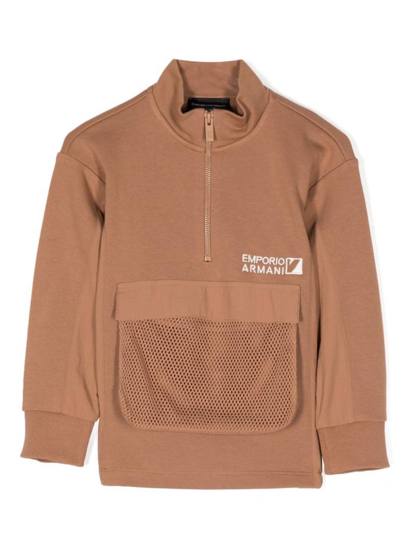 Emporio Armani Kids logo-embroidered sweatshirt - Brown von Emporio Armani Kids