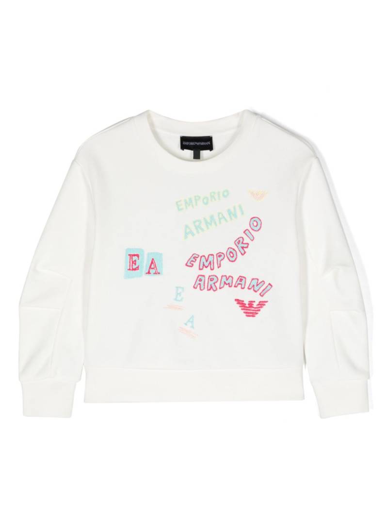 Emporio Armani Kids logo-embroidered sweatshirt - White von Emporio Armani Kids