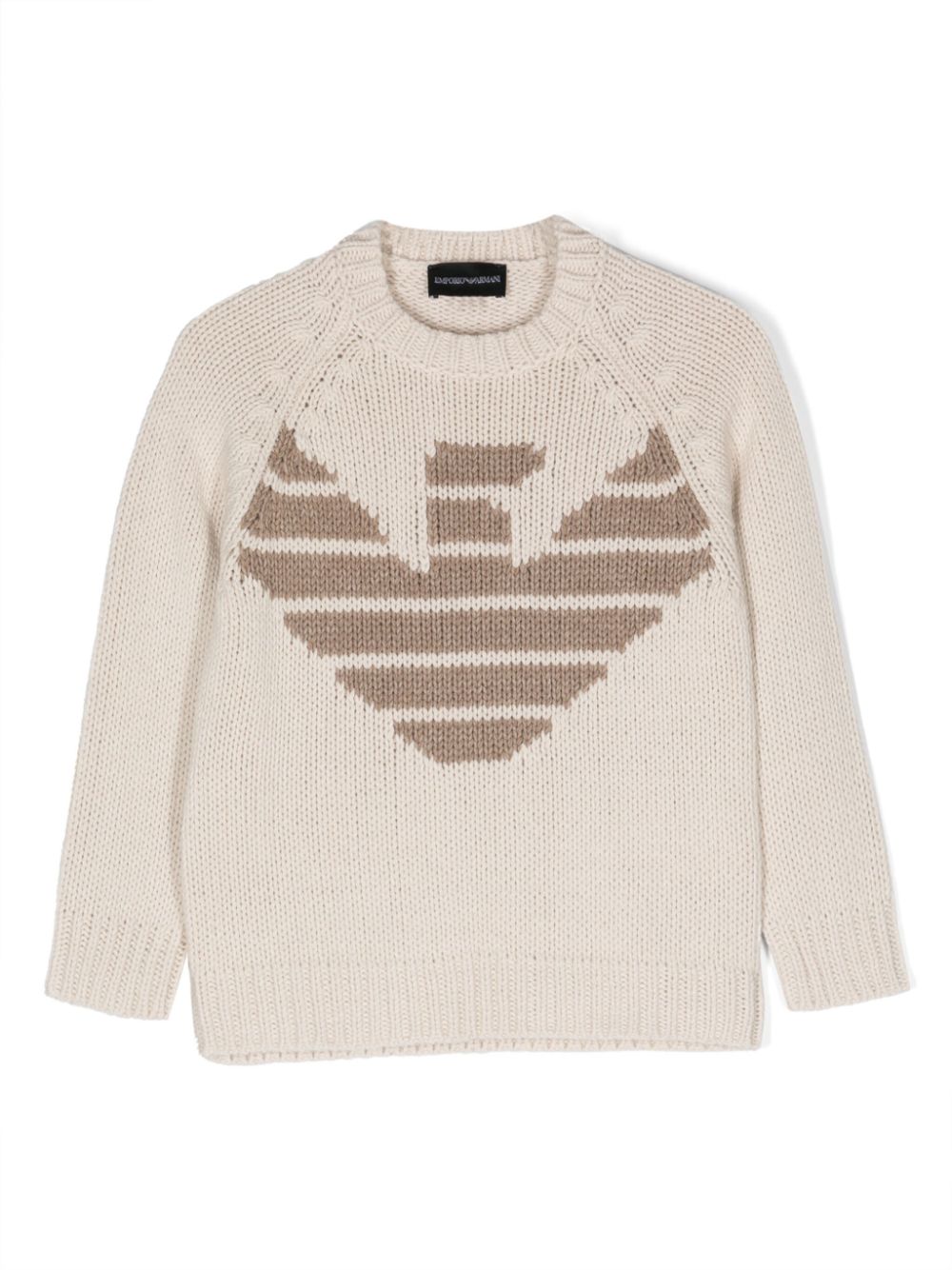 Emporio Armani Kids logo-embroidery crew-neck jumper - Neutrals von Emporio Armani Kids