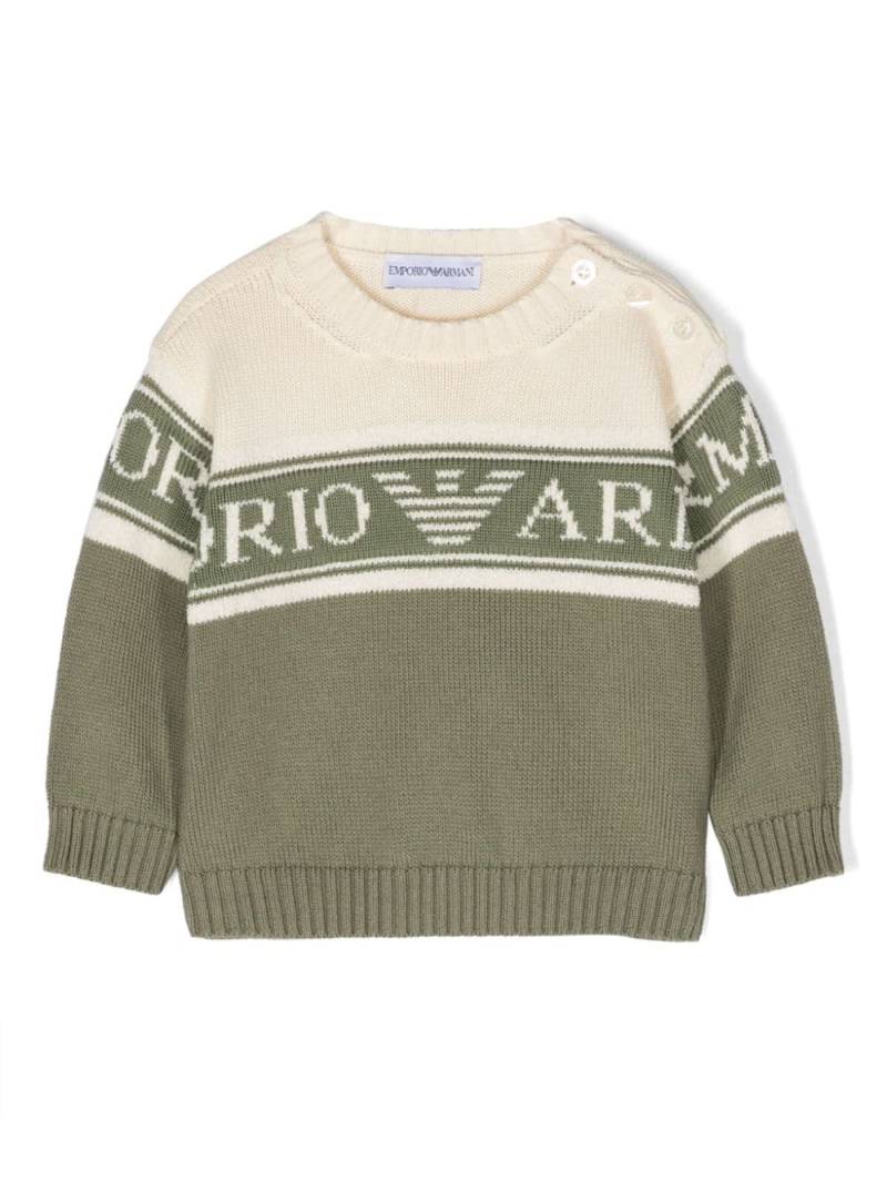 Emporio Armani Kids logo-intarsia cotton jumper - Green von Emporio Armani Kids