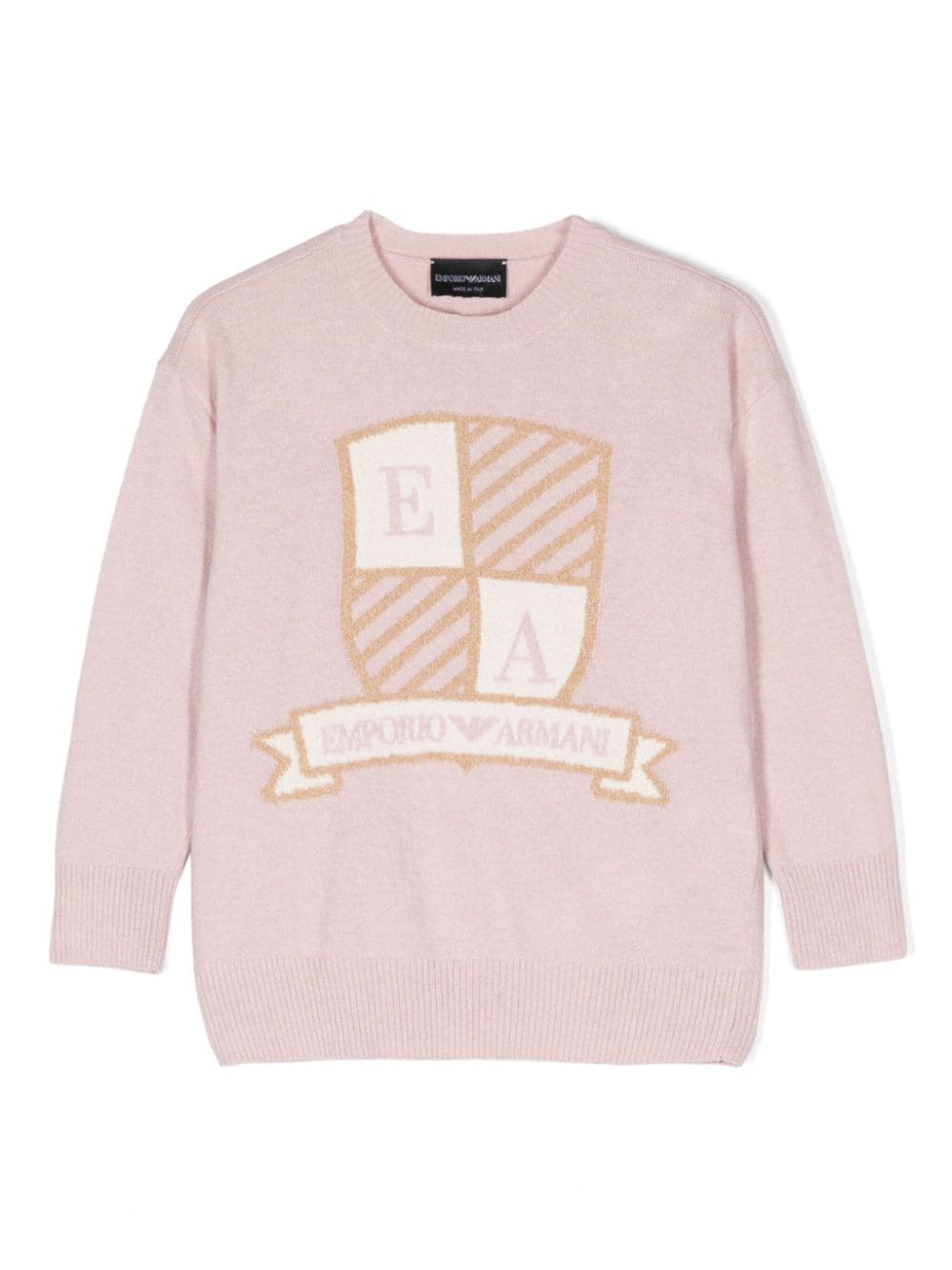 Emporio Armani Kids logo-intarsia drop-shoulder jumper - Pink von Emporio Armani Kids