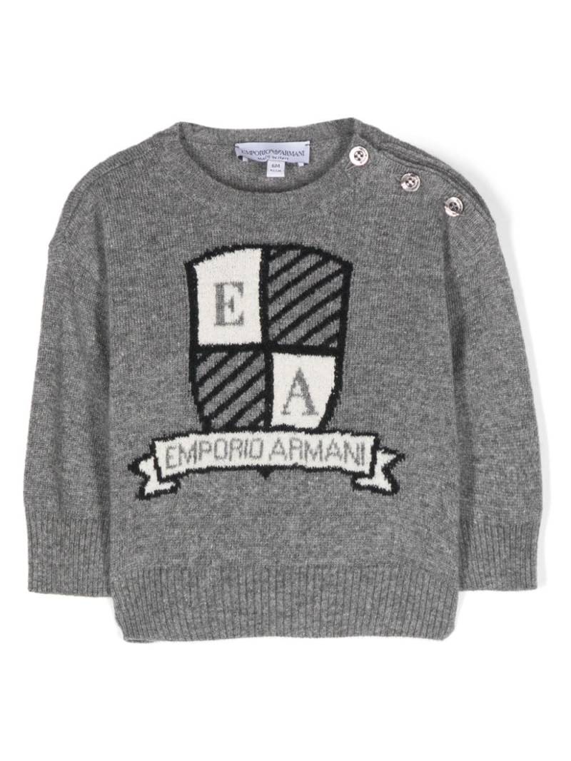 Emporio Armani Kids logo-intarsia mélange jumper - Grey von Emporio Armani Kids