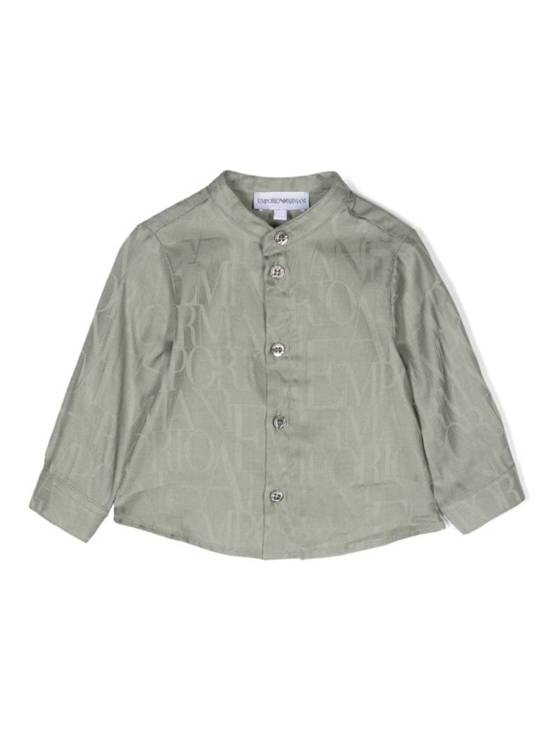 Emporio Armani Kids logo-jacquard cotton shirt - Green von Emporio Armani Kids