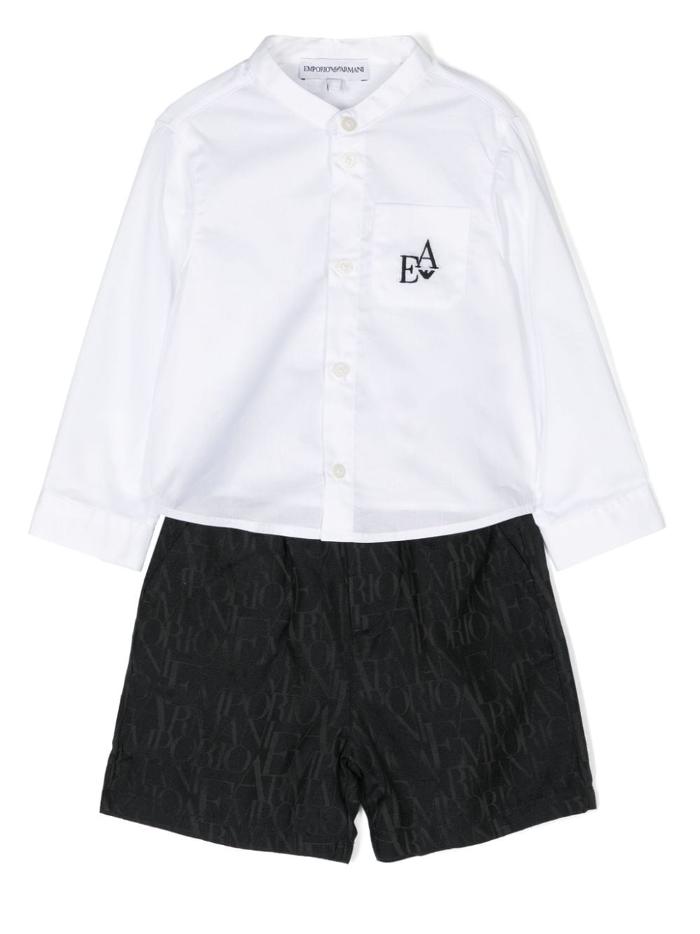 Emporio Armani Kids logo-jacquard cotton short set - White von Emporio Armani Kids