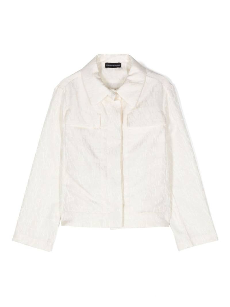 Emporio Armani Kids logo-jacquard shirt jacket - Neutrals von Emporio Armani Kids