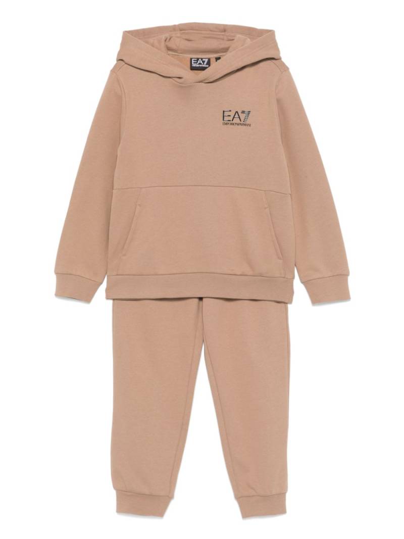 Emporio Armani Kids logo-lettering tracksuit - Brown von Emporio Armani Kids