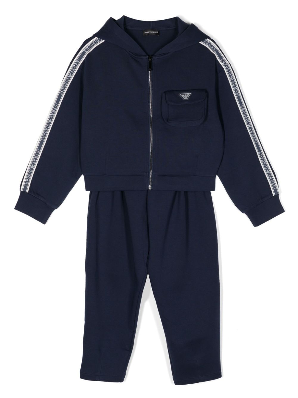 Emporio Armani Kids logo-patch cotton-blend tracksuit - Blue von Emporio Armani Kids