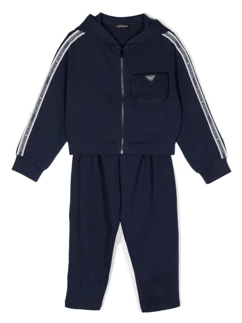 Emporio Armani Kids logo-patch cotton-blend tracksuit - Blue von Emporio Armani Kids