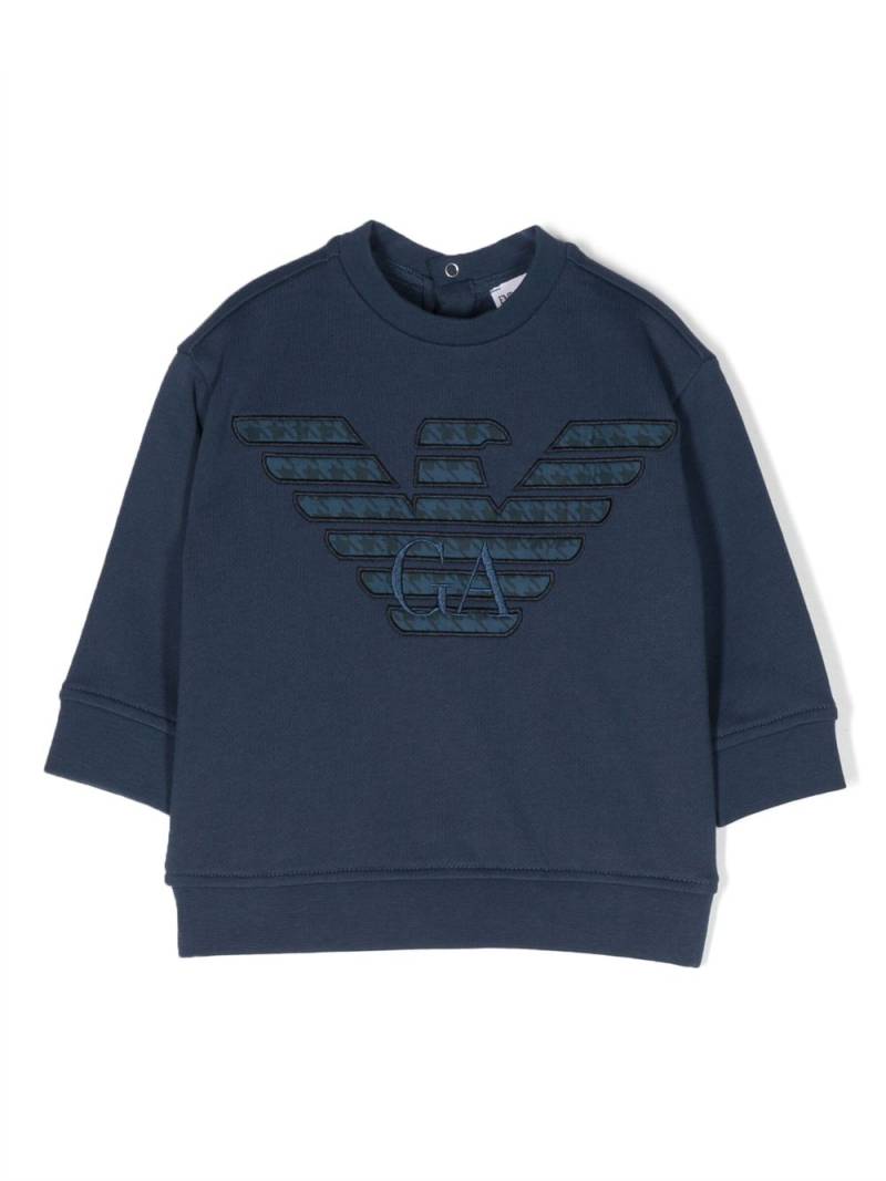 Emporio Armani Kids logo-patch cotton sweatshirt - Blue von Emporio Armani Kids