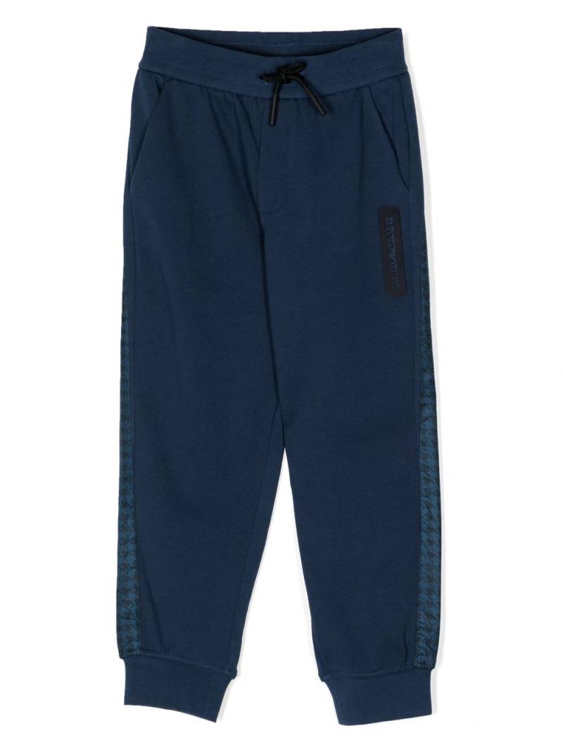 Emporio Armani Kids logo-patch drawstring cotton pants - Blue von Emporio Armani Kids