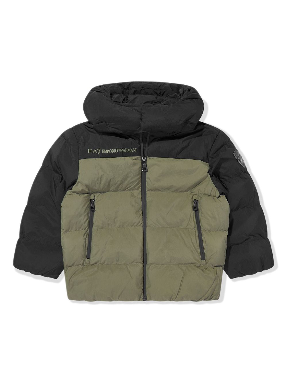 Emporio Armani Kids logo-patch hooded jacket - Green von Emporio Armani Kids