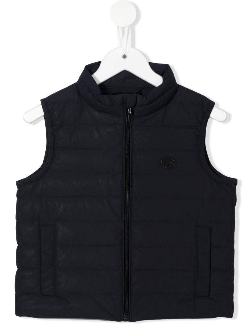 Emporio Armani Kids logo-patch padded gilet - Blue von Emporio Armani Kids