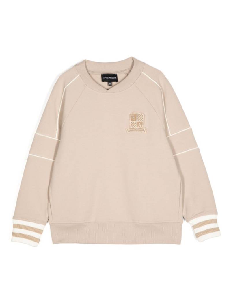 Emporio Armani Kids logo-patch sweatshirt - Neutrals von Emporio Armani Kids