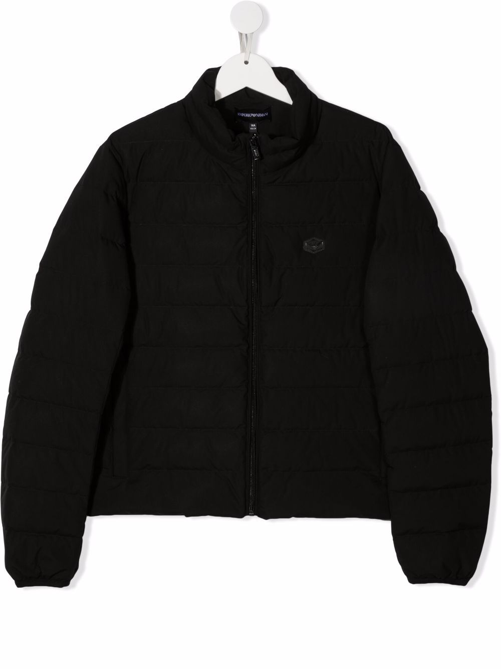 Emporio Armani Kids logo-patch zip-up padded jacket - Black von Emporio Armani Kids