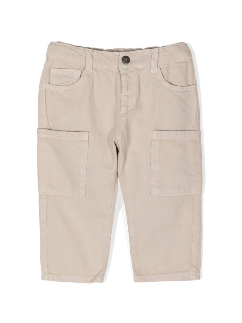 Emporio Armani Kids logo-plaque cotton chinos - Neutrals von Emporio Armani Kids