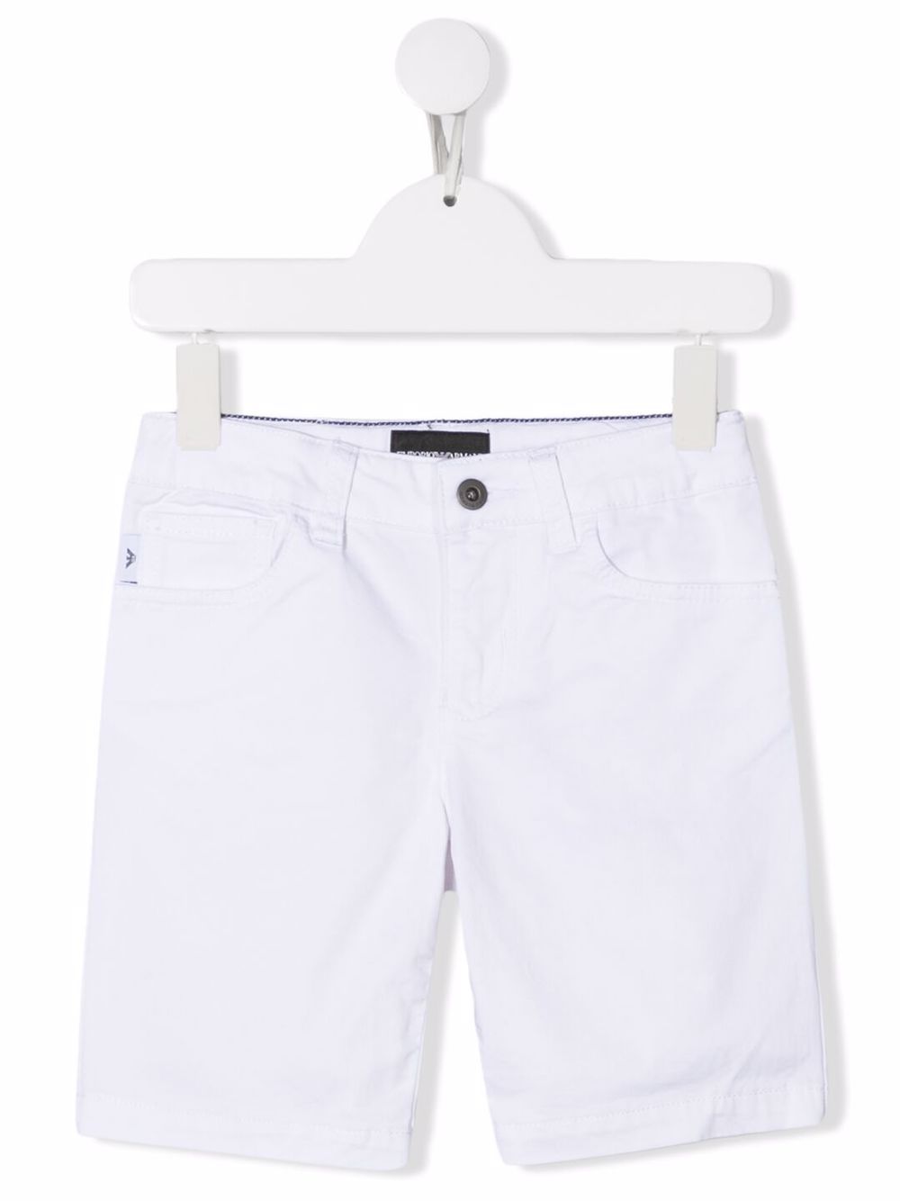 Emporio Armani Kids logo-plaque denim shorts - White von Emporio Armani Kids