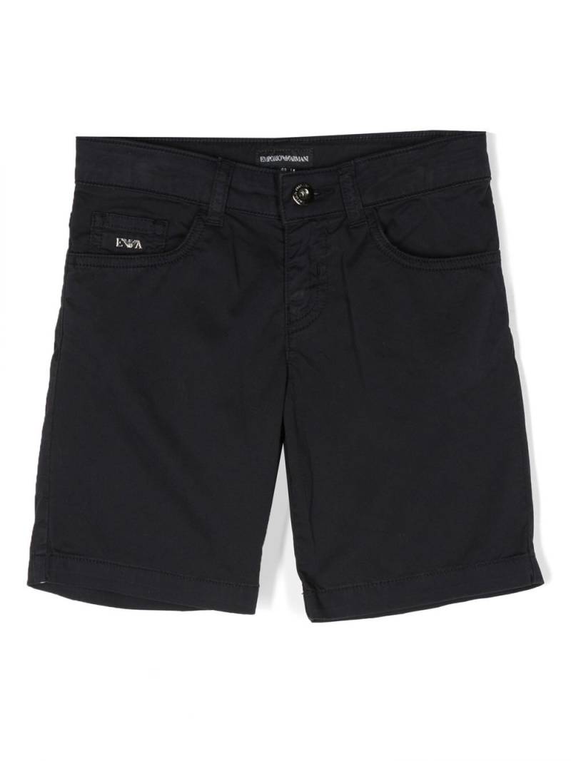 Emporio Armani Kids logo-plaque five-pocket shorts - Blue von Emporio Armani Kids