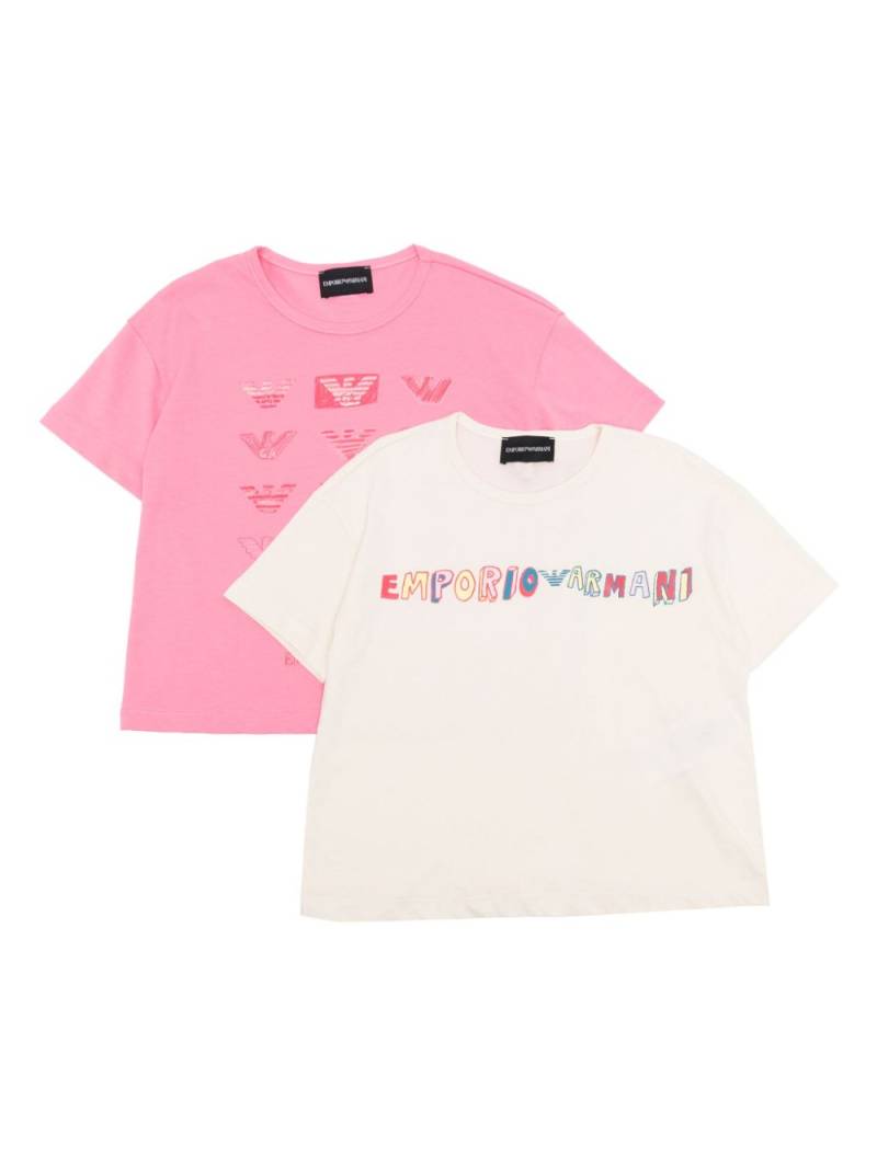 Emporio Armani Kids logo-print cotton T-shirt (pack of two) - Pink von Emporio Armani Kids