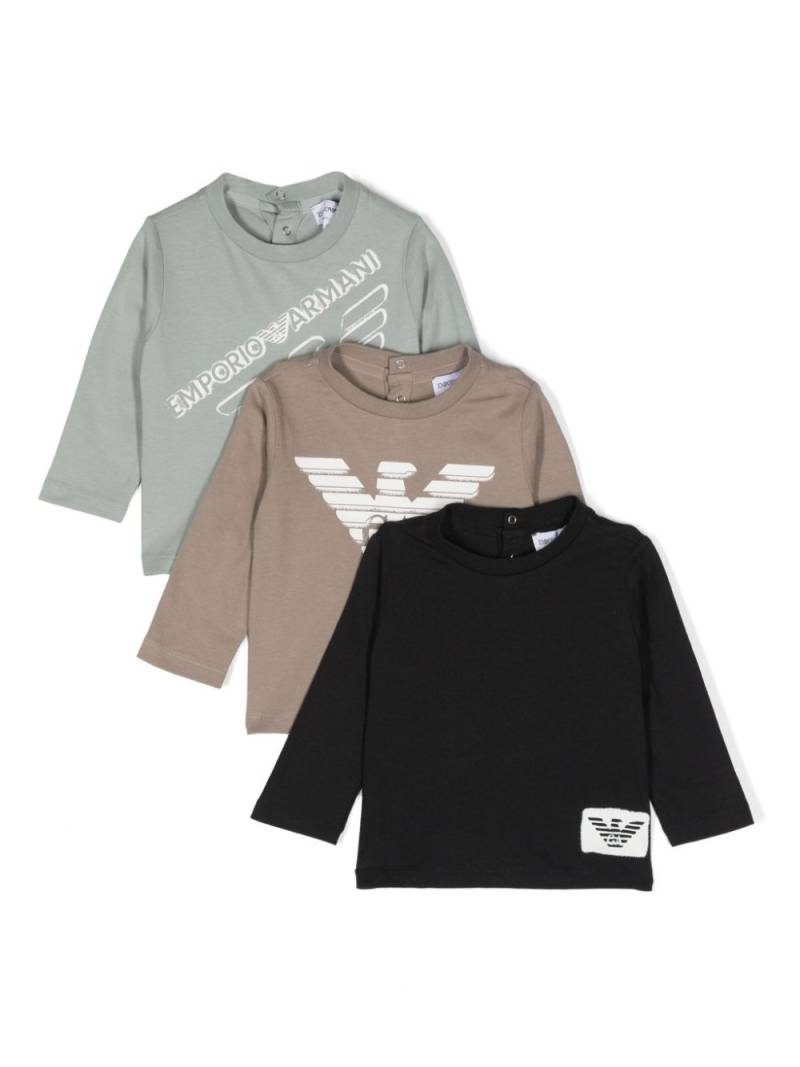 Emporio Armani Kids logo-print cotton T-shirts (pack of three) - Black von Emporio Armani Kids