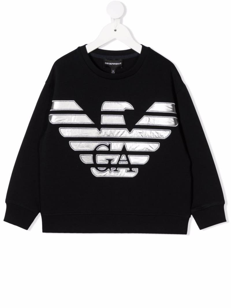 Emporio Armani Kids logo-print cotton sweatshirt - Blue von Emporio Armani Kids