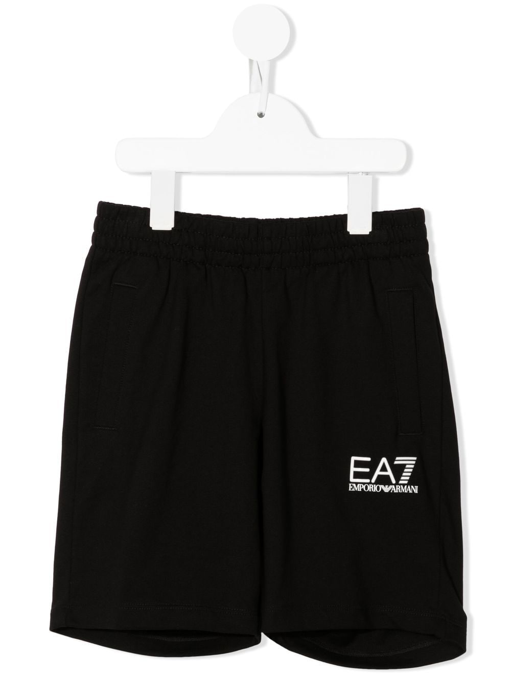 Emporio Armani Kids logo-print detail shorts - Black von Emporio Armani Kids