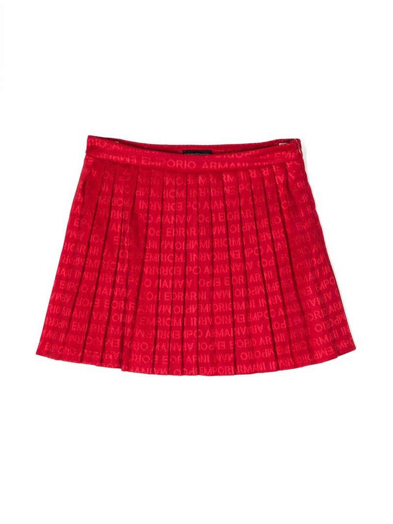 Emporio Armani Kids logo-print fully-pleated miniskirt - Red von Emporio Armani Kids