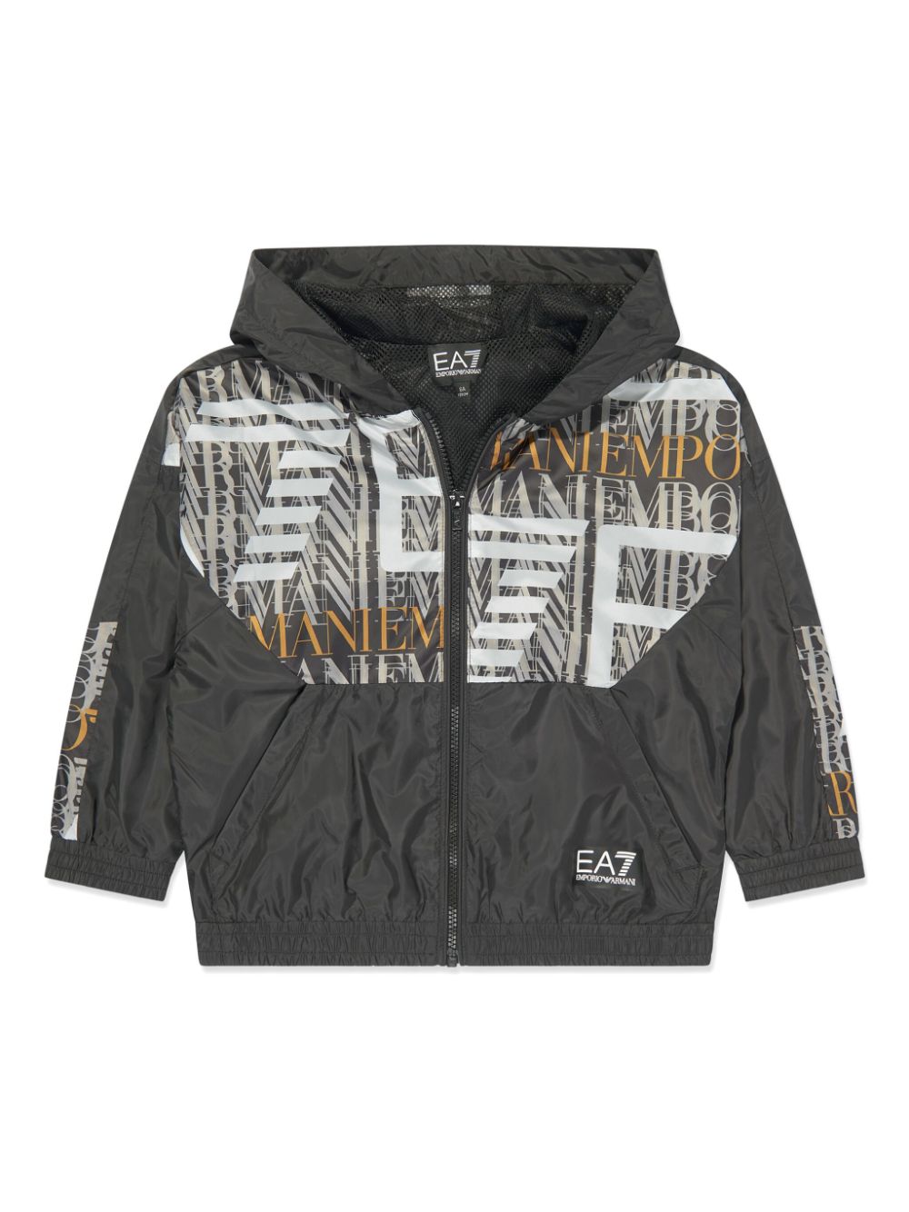 Emporio Armani Kids logo-print hooded windbreaker - Black von Emporio Armani Kids