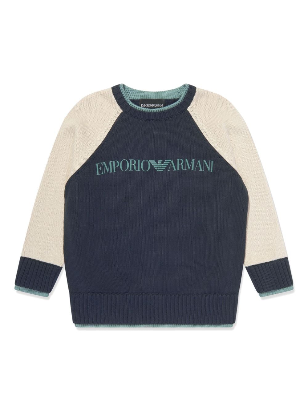 Emporio Armani Kids logo-print panelled jumper - Blue von Emporio Armani Kids