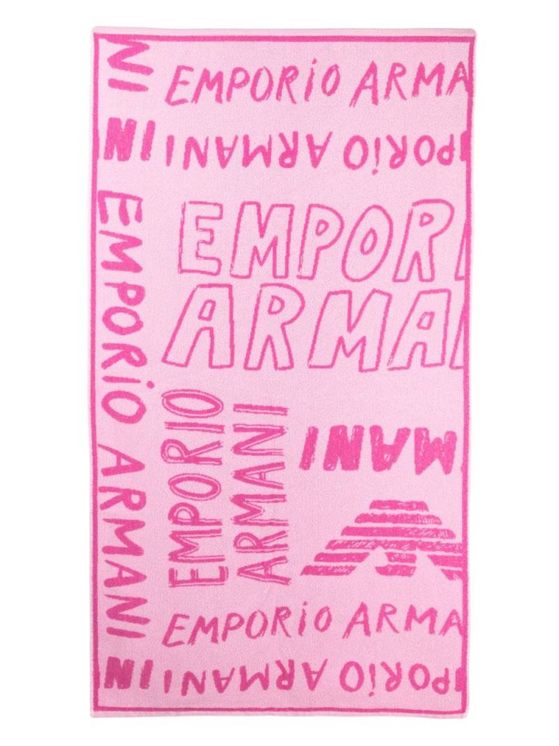 Emporio Armani Kids logo-print terry-cloth beach towel - Pink von Emporio Armani Kids