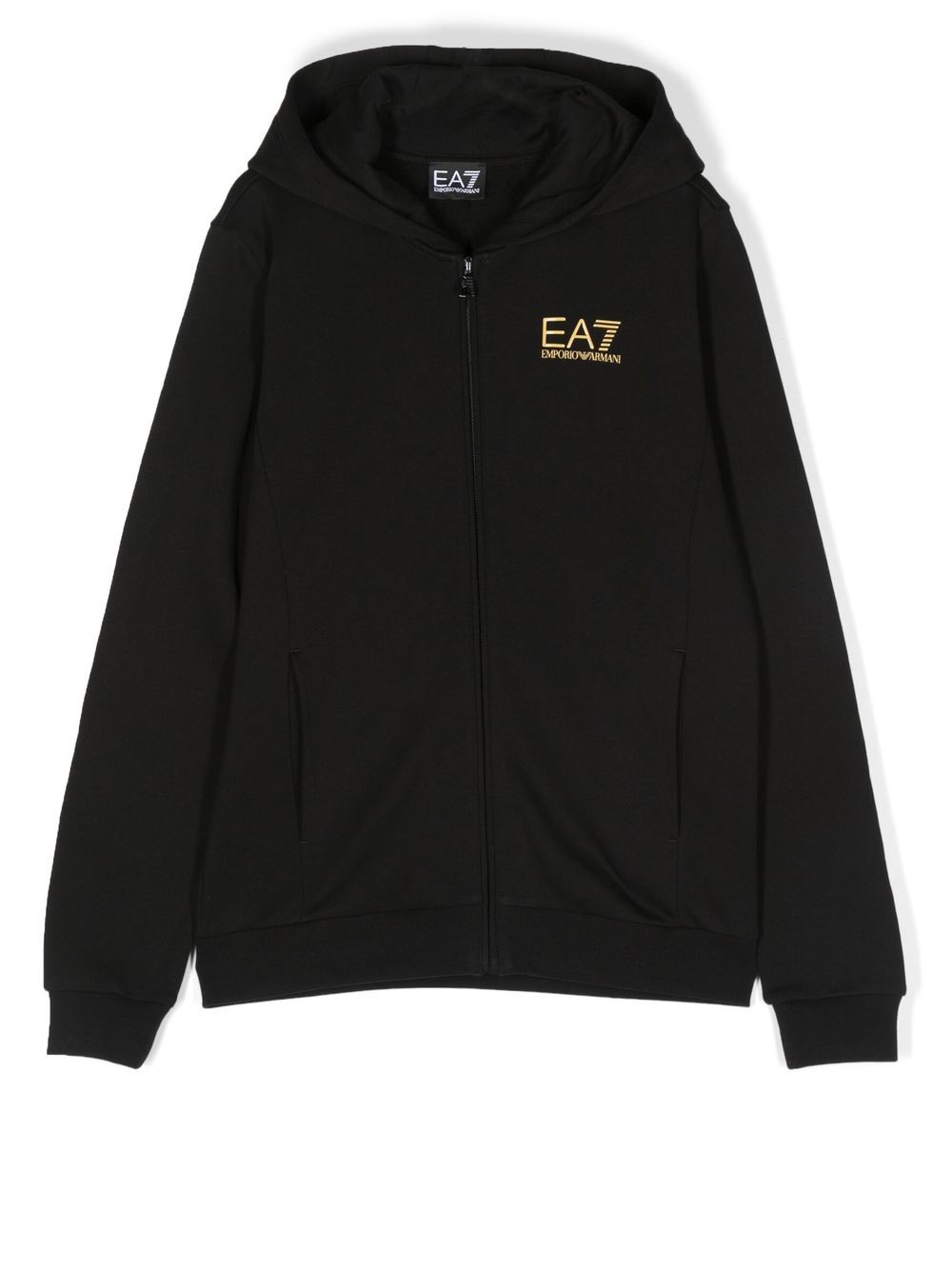 Emporio Armani Kids logo-print zip-up hoodie - Black von Emporio Armani Kids