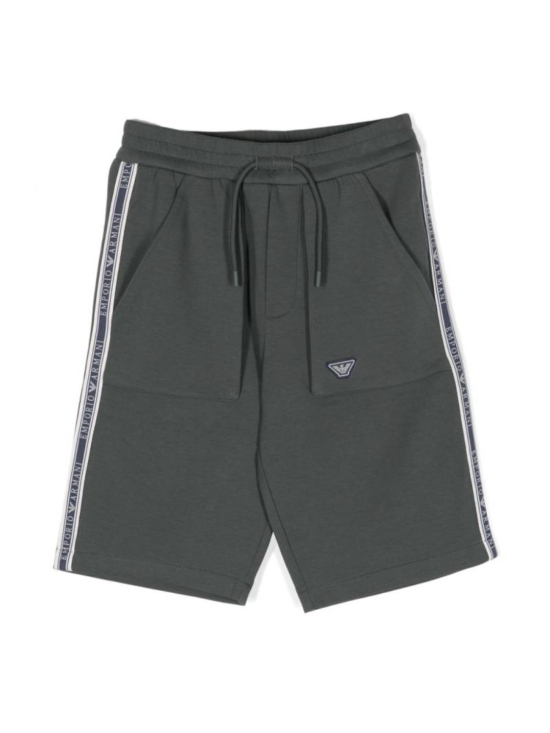 Emporio Armani Kids logo-tape drawstring shorts - Grey von Emporio Armani Kids