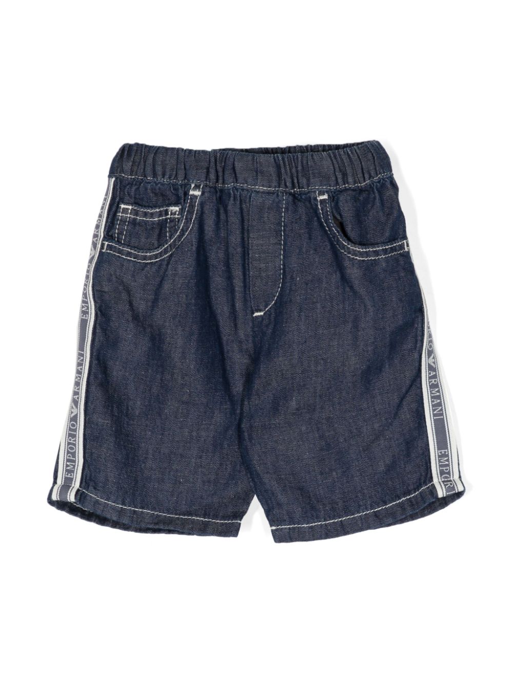 Emporio Armani Kids logo-tape high-rise denim shorts - Blue von Emporio Armani Kids