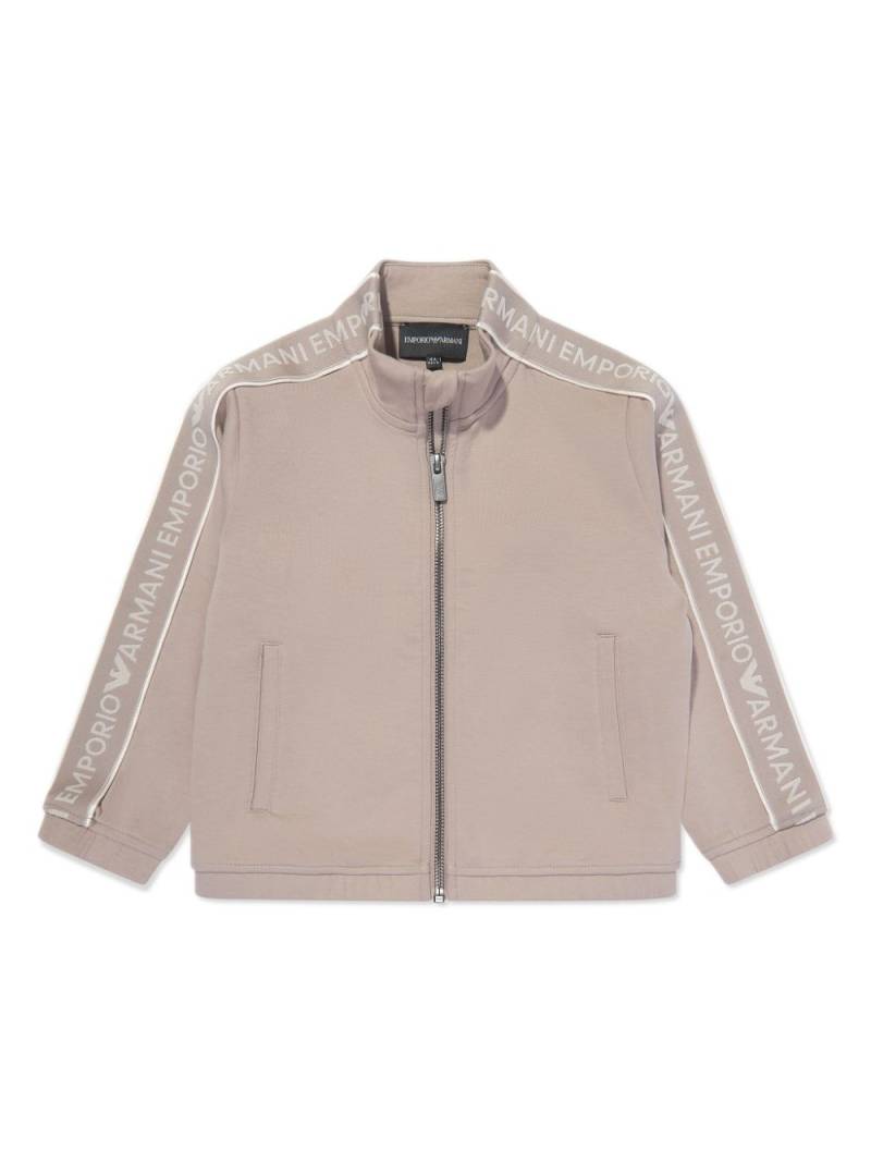 Emporio Armani Kids logo-tape jersey jacket - Neutrals von Emporio Armani Kids