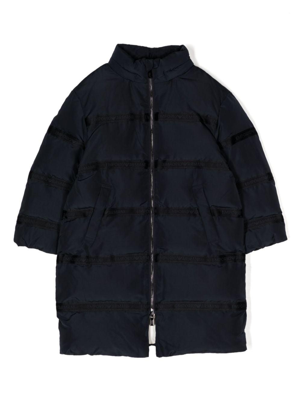 Emporio Armani Kids logo-tape puffer coat - Blue von Emporio Armani Kids