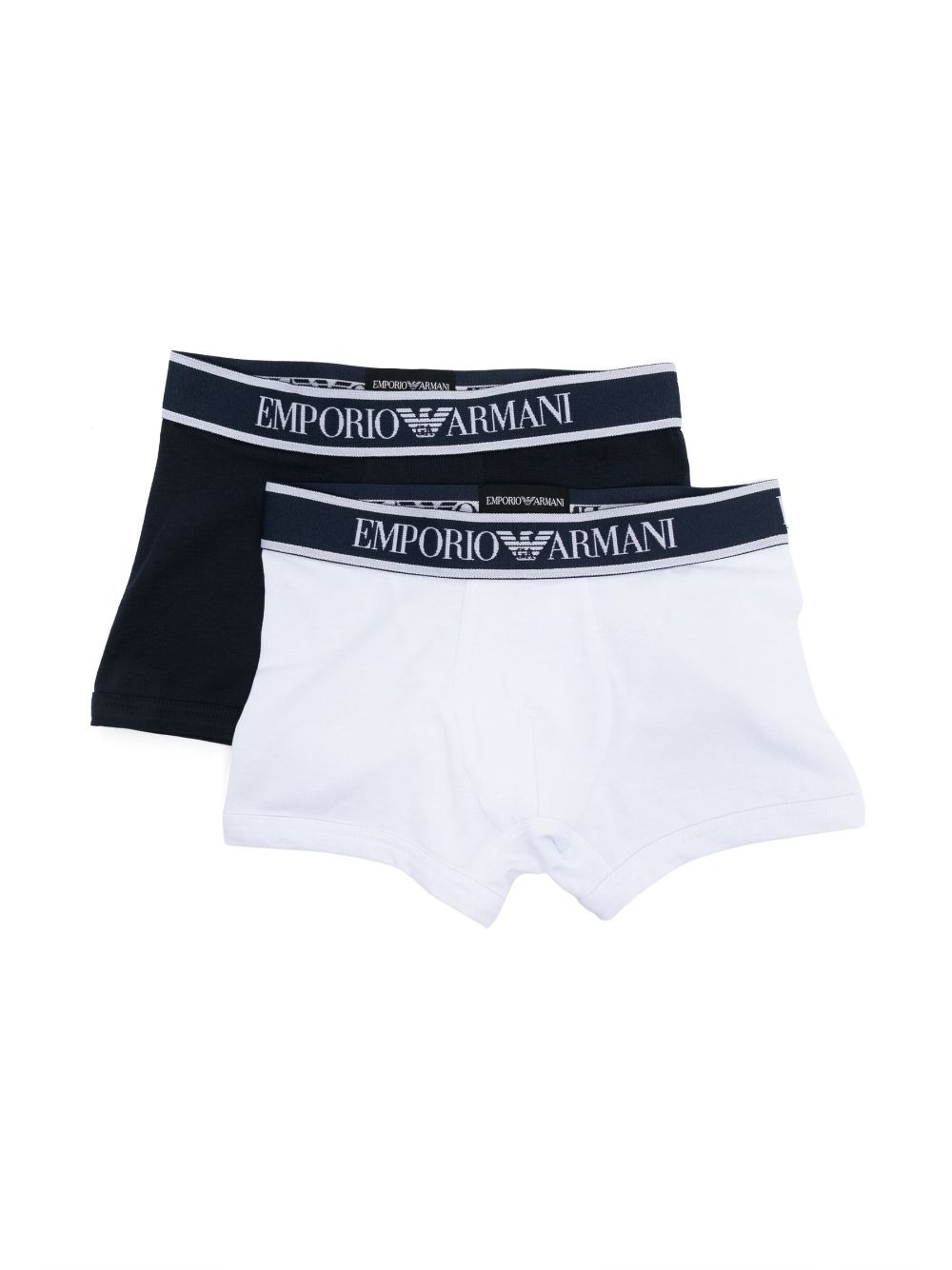 Emporio Armani Kids logo-waistband cotton-blend boxers (set of two) - Blue von Emporio Armani Kids