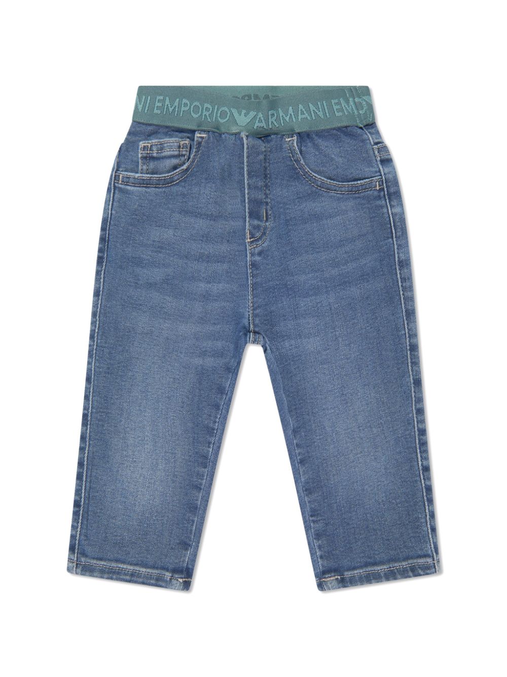 Emporio Armani Kids logo-waistband straight-leg jeans - Blue von Emporio Armani Kids