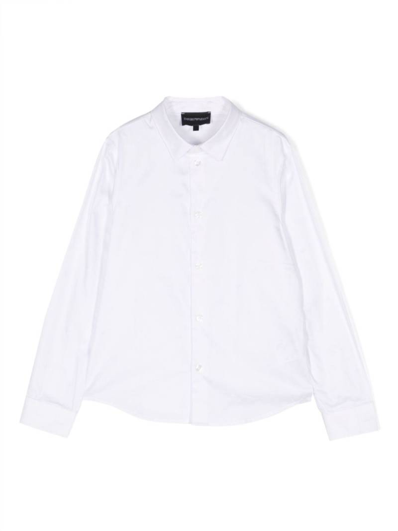 Emporio Armani Kids logo-jacquard cotton shirt - White von Emporio Armani Kids