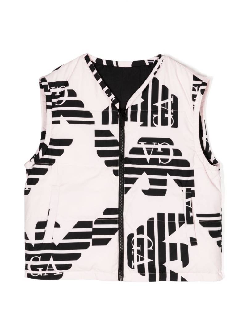 Emporio Armani Kids monogram-pattern padded gilet - Pink von Emporio Armani Kids