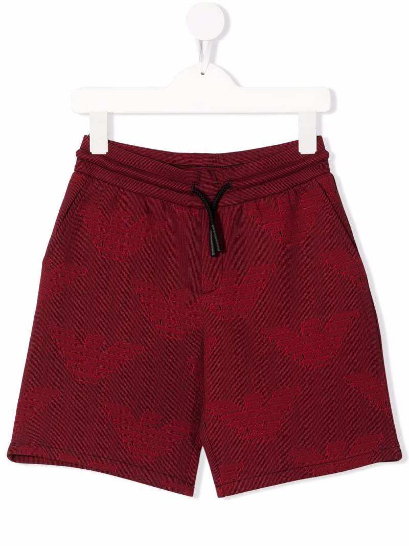 Emporio Armani Kids monogram-print track shorts - Red von Emporio Armani Kids