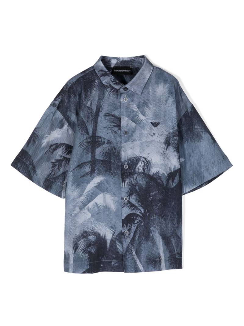 Emporio Armani Kids palm tree-print cotton shirt - Brown von Emporio Armani Kids