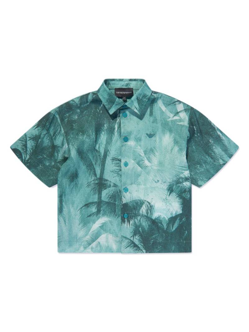 Emporio Armani Kids palm tree-print lyocell shirt - Green von Emporio Armani Kids